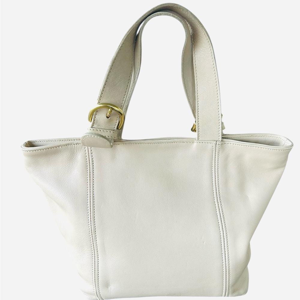 Vintage Coach Cream Leather Tote Bag - Picture 2 of 16